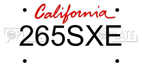 265SXE California License Plate