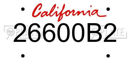 26600B2 California License Plate