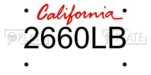 2660LB California License Plate