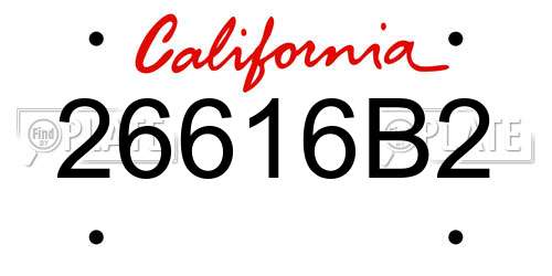26616B2 California License Plate
