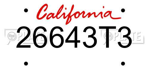 26643T3 California License Plate