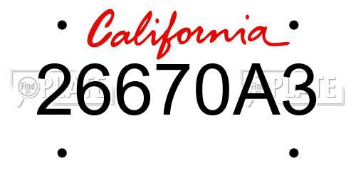 26670A3 California License Plate