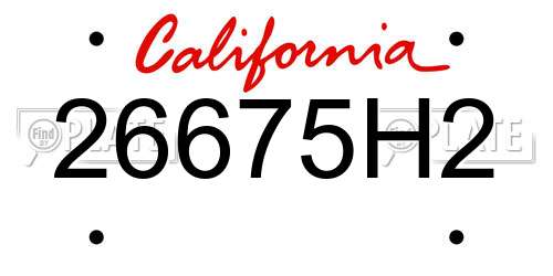 26675H2 California License Plate