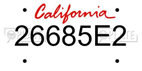 26685E2 California License Plate