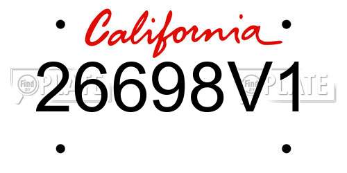 26698V1 California License Plate