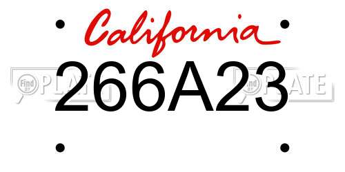 266A23 California License Plate