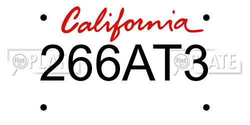 266AT3 California License Plate