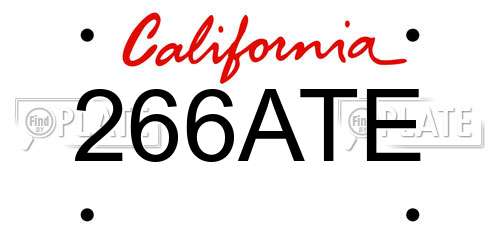 266ATE California License Plate
