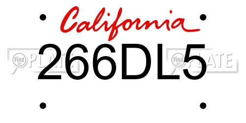 266DL5 California License Plate