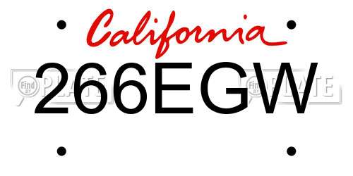 266EGW California License Plate