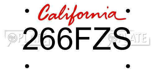 266FZS California License Plate