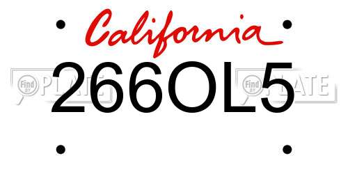 266OL5 California License Plate