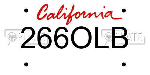266OLB California License Plate