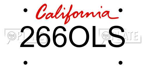 266OLS California License Plate