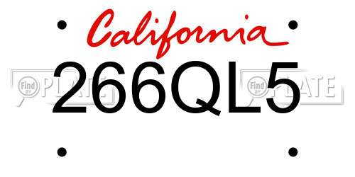 266QL5 California License Plate