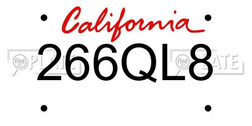 266QL8 California License Plate