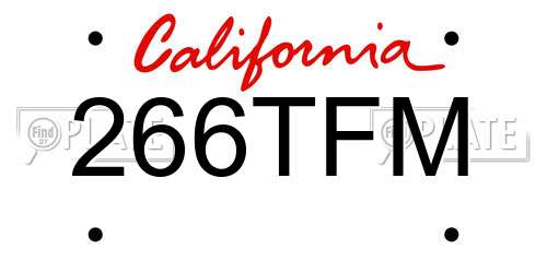 266TFM California License Plate