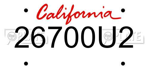 26700U2 California License Plate