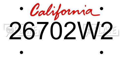 26702W2 California License Plate