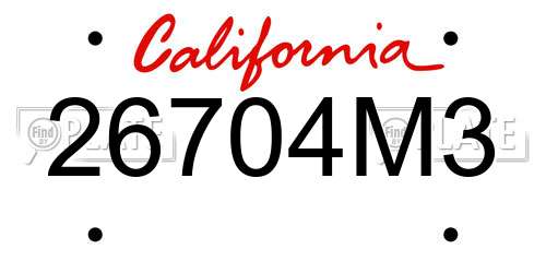 26704M3 California License Plate