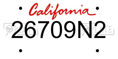 26709N2 California License Plate