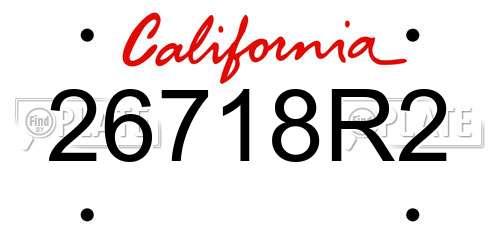 26718R2 California License Plate