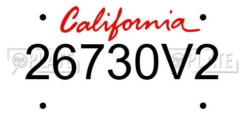 26730V2 California License Plate