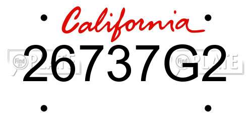 26737G2 California License Plate