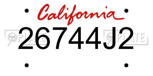 26744J2 California License Plate