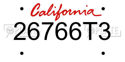 26766T3 California License Plate