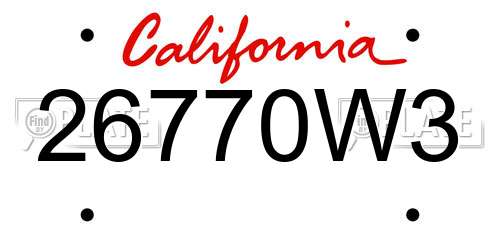 26770W3 California License Plate