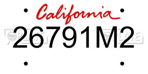 26791M2 California License Plate