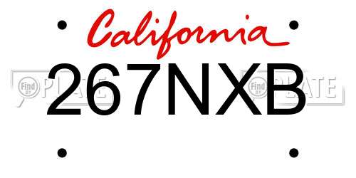267NXB California License Plate