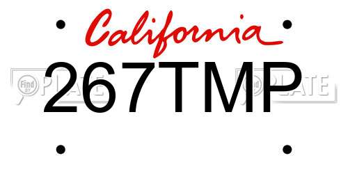 267TMP California License Plate