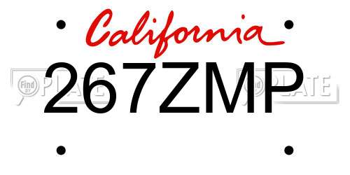 267ZMP California License Plate
