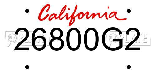 26800G2 California License Plate