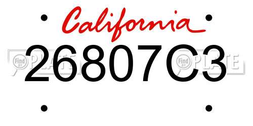 26807C3 California License Plate