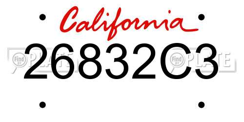 26832C3 California License Plate