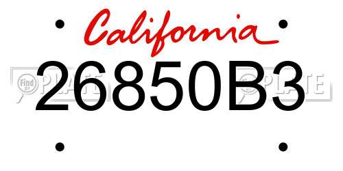 26850B3 California License Plate