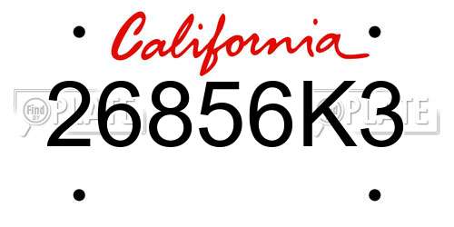 26856K3 California License Plate