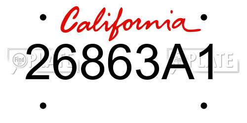 26863A1 California License Plate