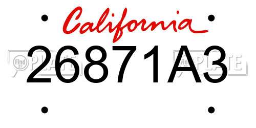 26871A3 California License Plate