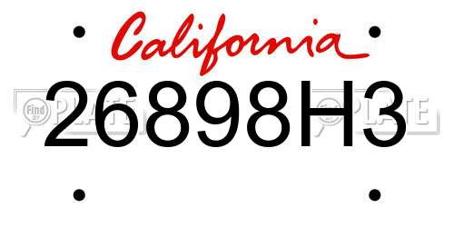 26898H3 California License Plate
