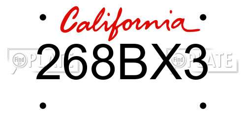 268BX3 California License Plate