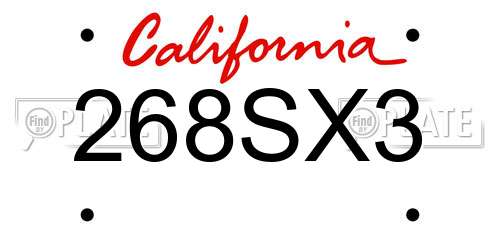 268SX3 California License Plate