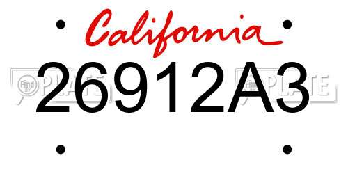 26912A3 California License Plate
