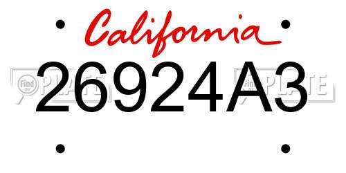 26924A3 California License Plate