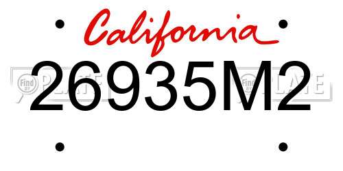 26935M2 California License Plate