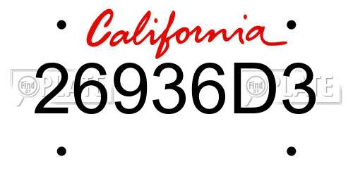 26936D3 California License Plate