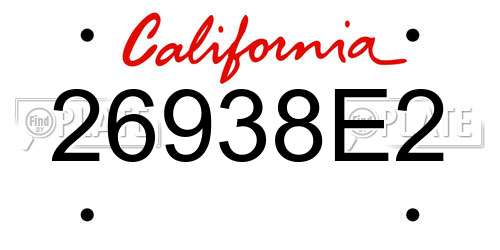 26938E2 California License Plate